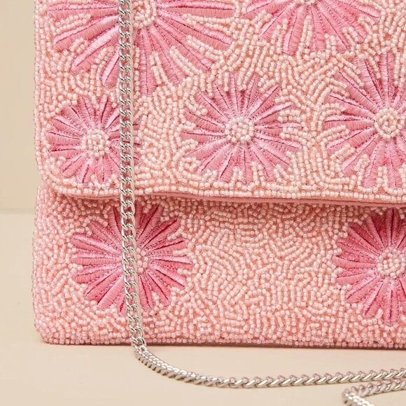 Lulus Beaded Floral Crossbody Clutch - Pink - Picture 6 of 10